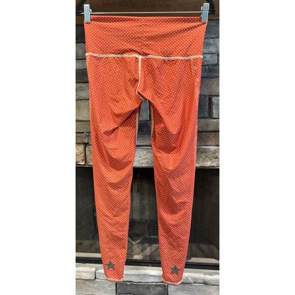 Women’s TEEKI Orange Polka Dot / Floral Leggings Size M *B5 - Picture 3 of 4